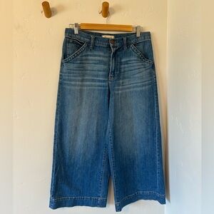EUC Madewell The Perfect Vintage Wide-Leg Crop Jeans Sz 30 HR Pockets Denim